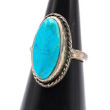 Vintage Sterling Turquoise Roper Ring 5.5