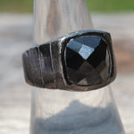 Vintage Sterling Hematite Signet Ring 8