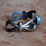 Vintage Sterling Turquoise Sandcast Cuff Bracelet