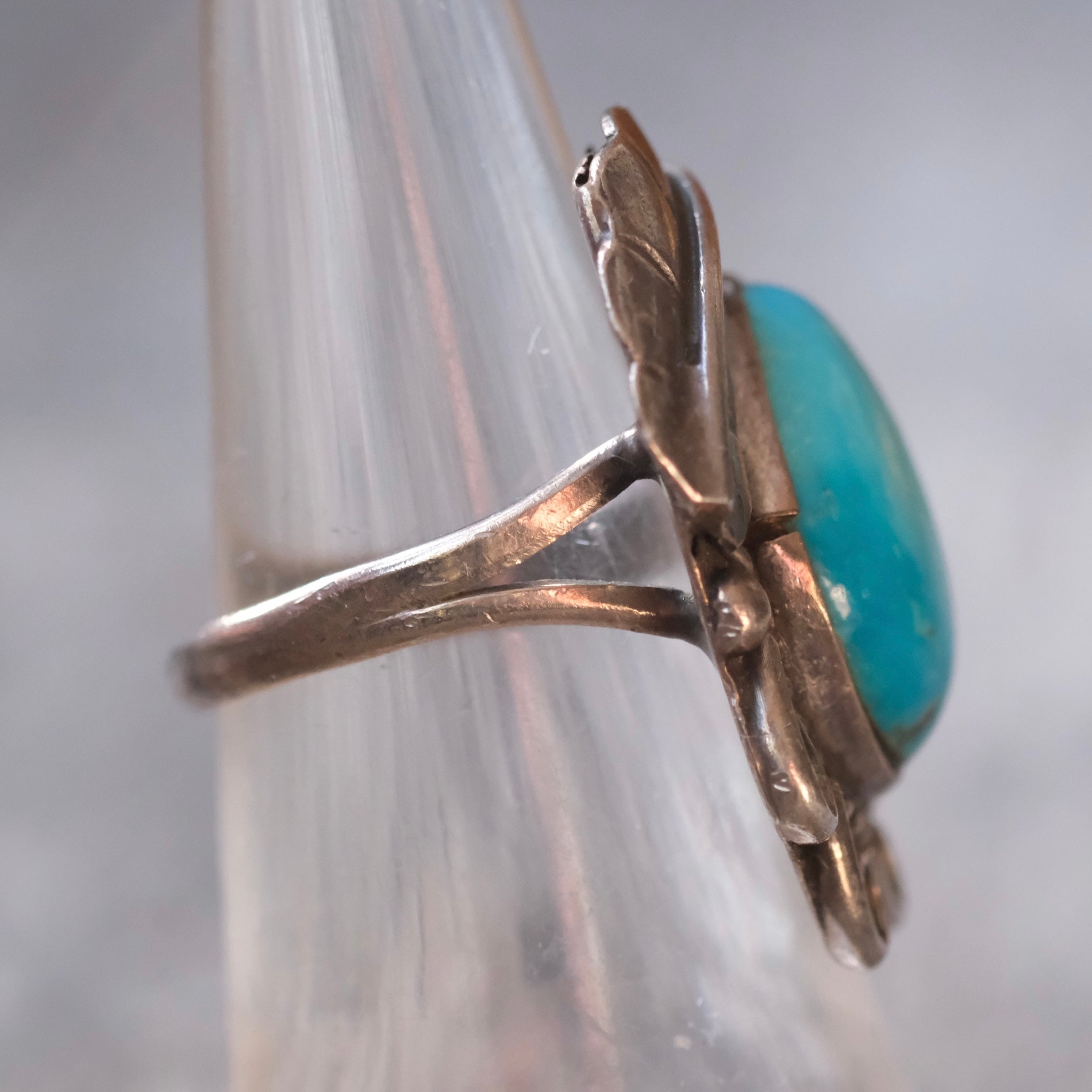 Vintage Sterling Turquoise Feather Ring 6