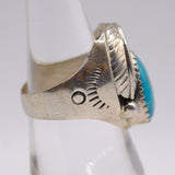 Vintage Sterling Turquoise Feather Ring 7.25