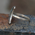 Vintage Sterling Abalone Moon Ring 6.5