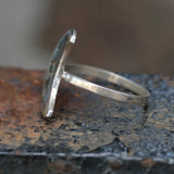 Vintage Sterling Abalone Moon Ring 6.5