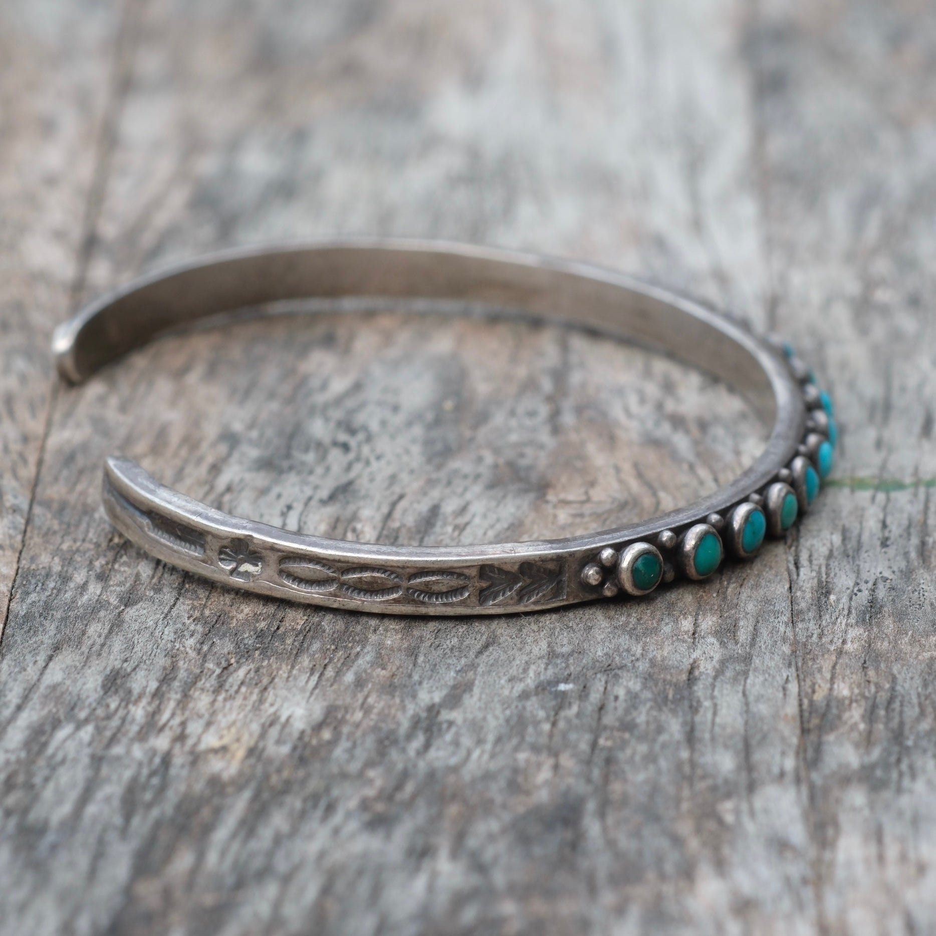 Vintage Sterling Snake Eye Turquoise Cuff Bracelet