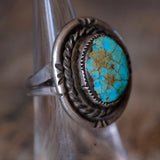 Vintage Sterling Turquoise Roper Ring 5.5