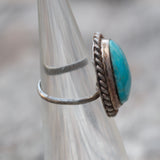 Vintage Sterling Turquoise Roper Ring 2.5