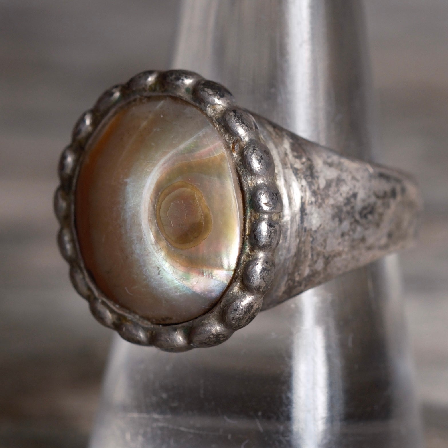 Vintage Sterling Abal;one Ring 9.5