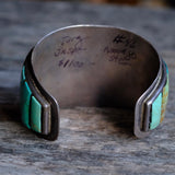 MASSIVE Vintage Sterling Jasper And Turquoise Inlay Cuff Bracelet