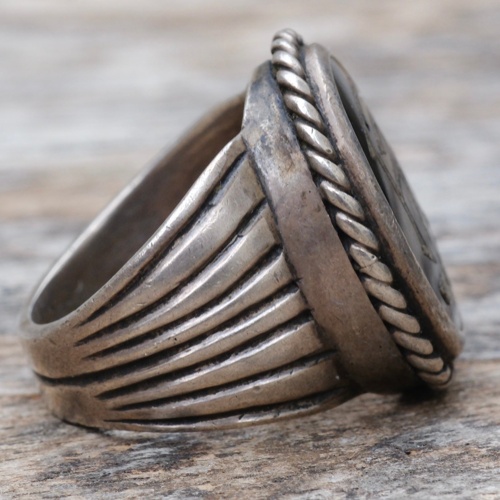 Vintage Sterling FJG Initial Ring 8.75