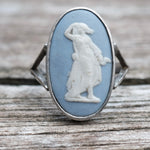 Vintage Sterling Resin Woman Cameo Ring 5.5