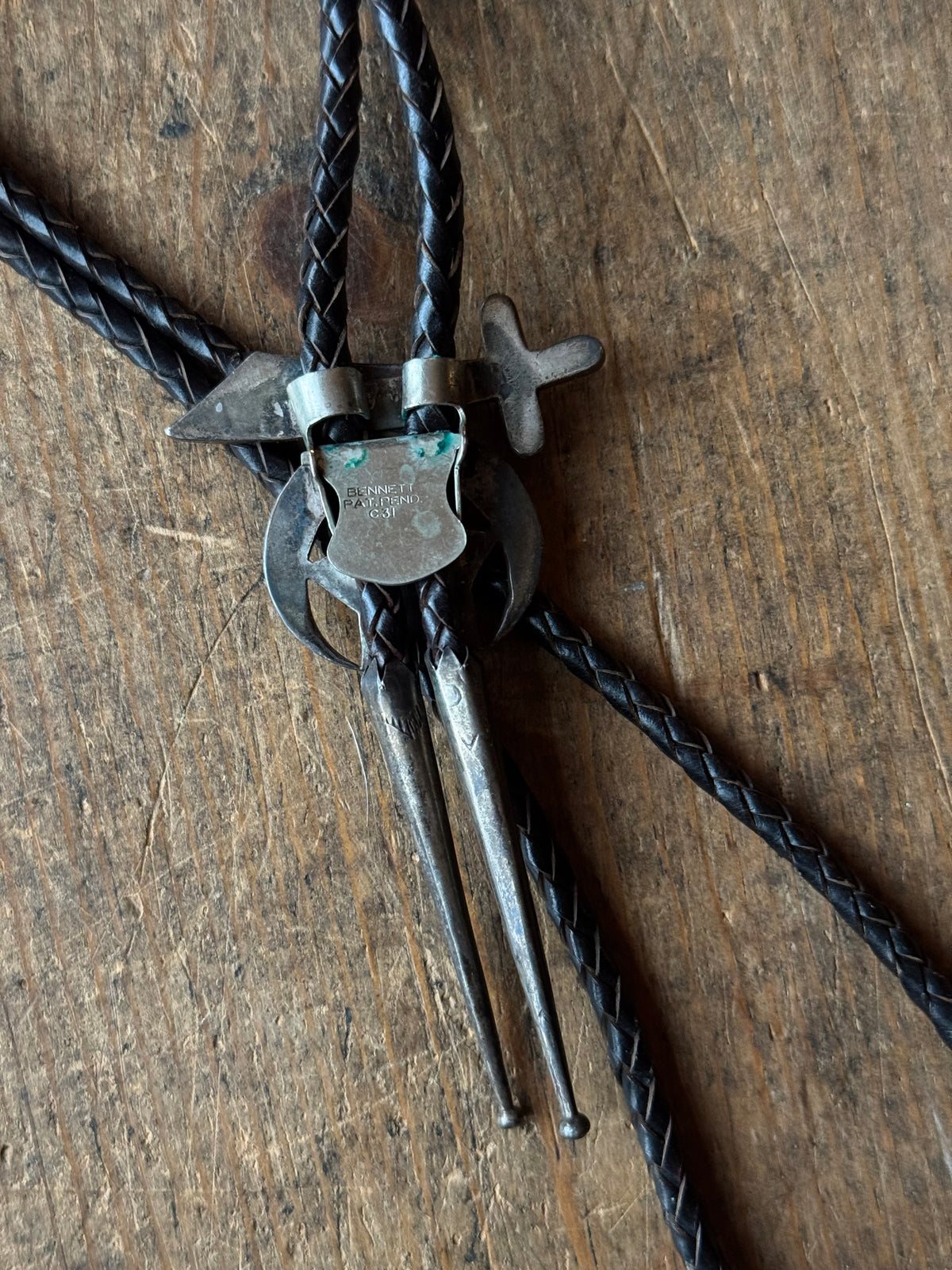 Vintage Sterling Silver Turquoise Inlay Shriners Bolo