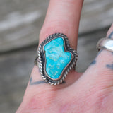 Vintage Sterling Turquoise Roper Ring 6