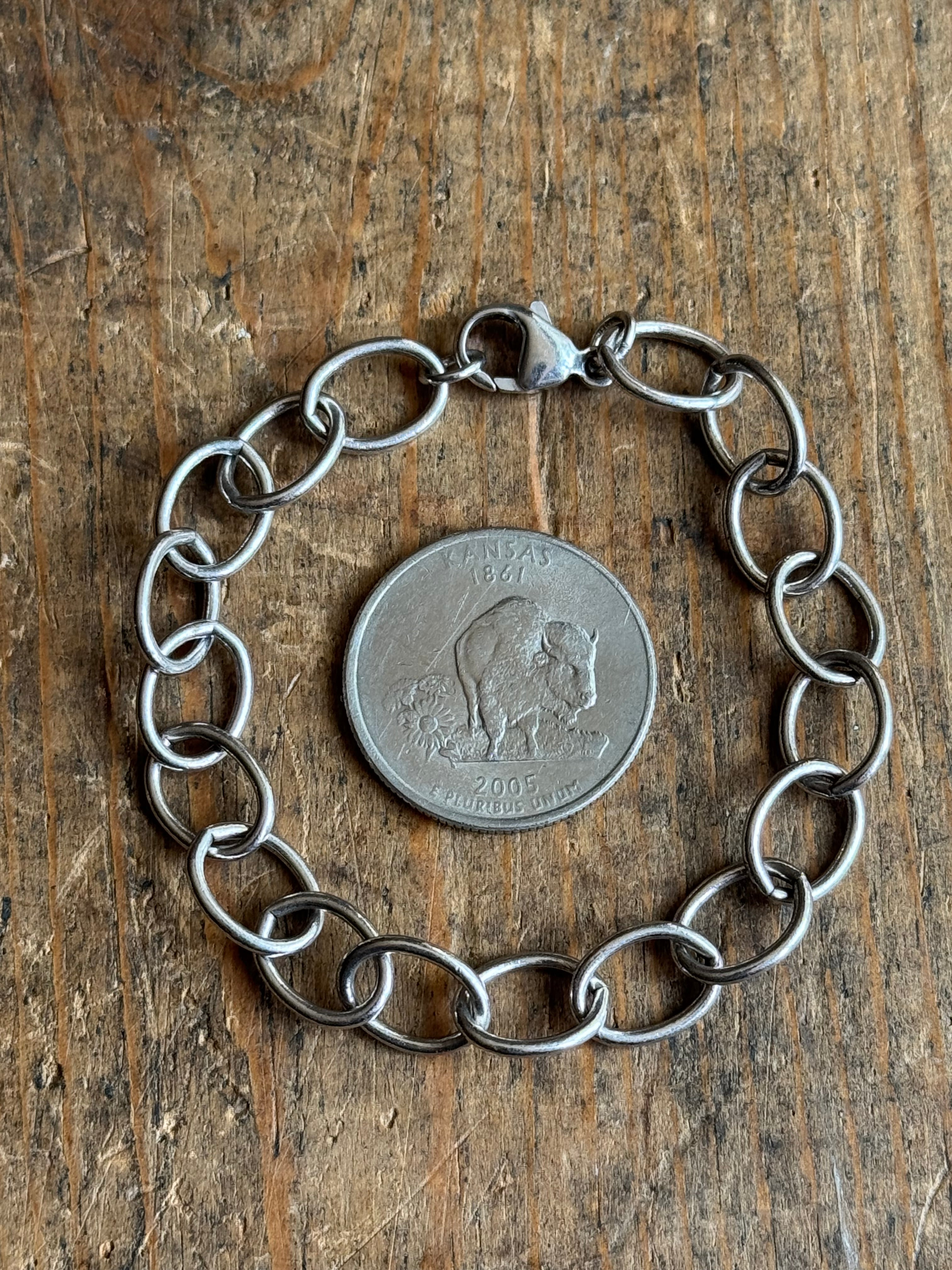 Vintage Sterling Silver 7” Oval Link Chain Bracelet