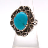 Vintage Sterling Turquoise Florette Ring 6.5