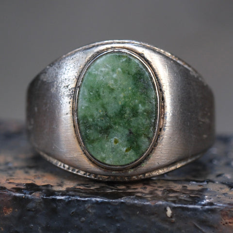 Vintage Sterling Serpentine Signet Ring 10.5