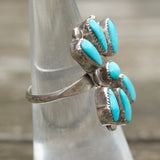 Vintage Sterling Turquoise Cluster Ring 6