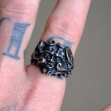 Vintage Sterling Silver Wind Face Ring 10