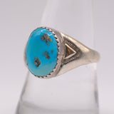 Vintage Sterling Turquoise Stamped Band Ring 9.25