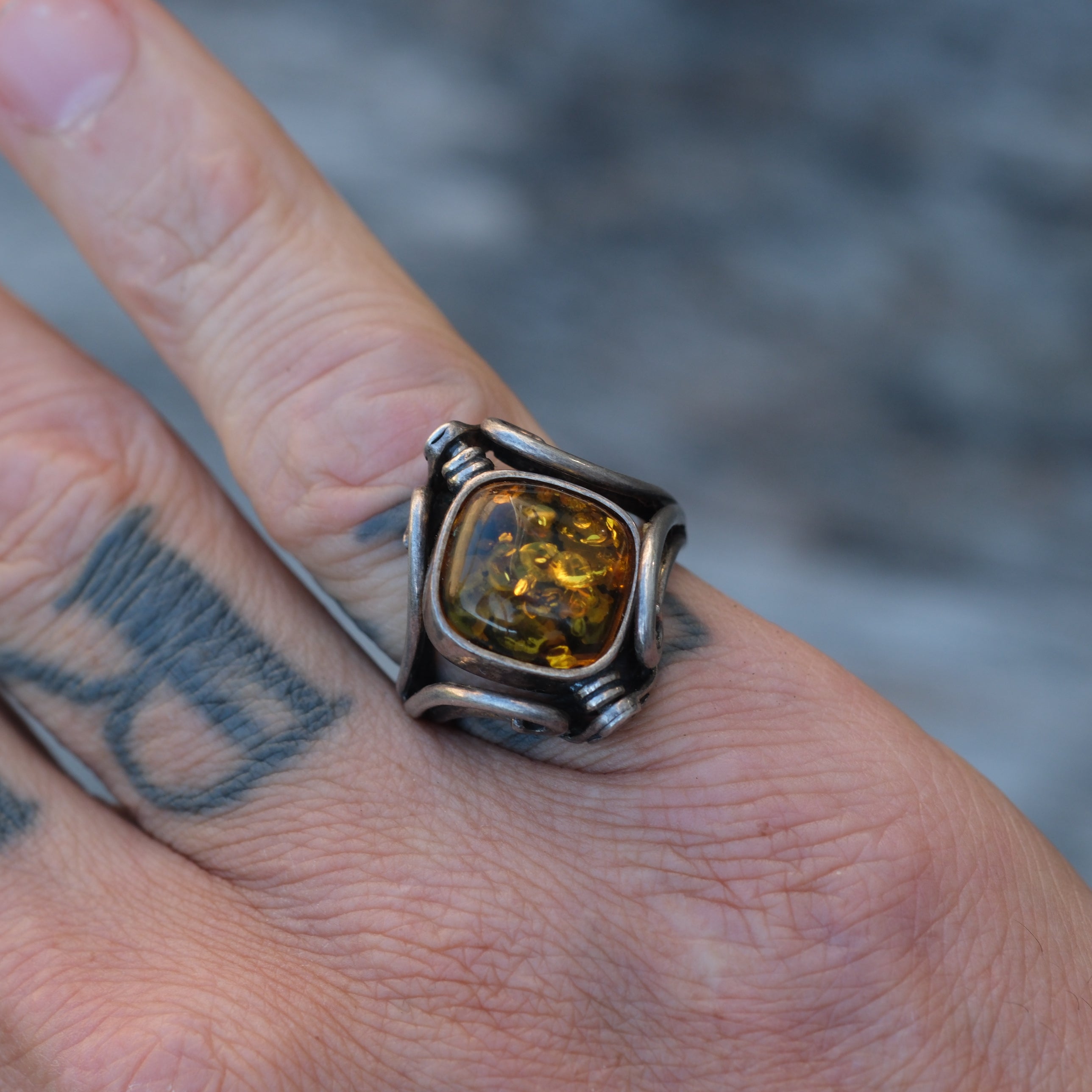 Vintage Sterling 2-Stone Spinner Ring 5