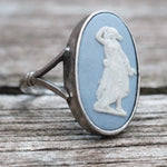 Vintage Sterling Resin Woman Cameo Ring 5.5