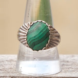 Vintage Sterling Malachite Ring 10.75
