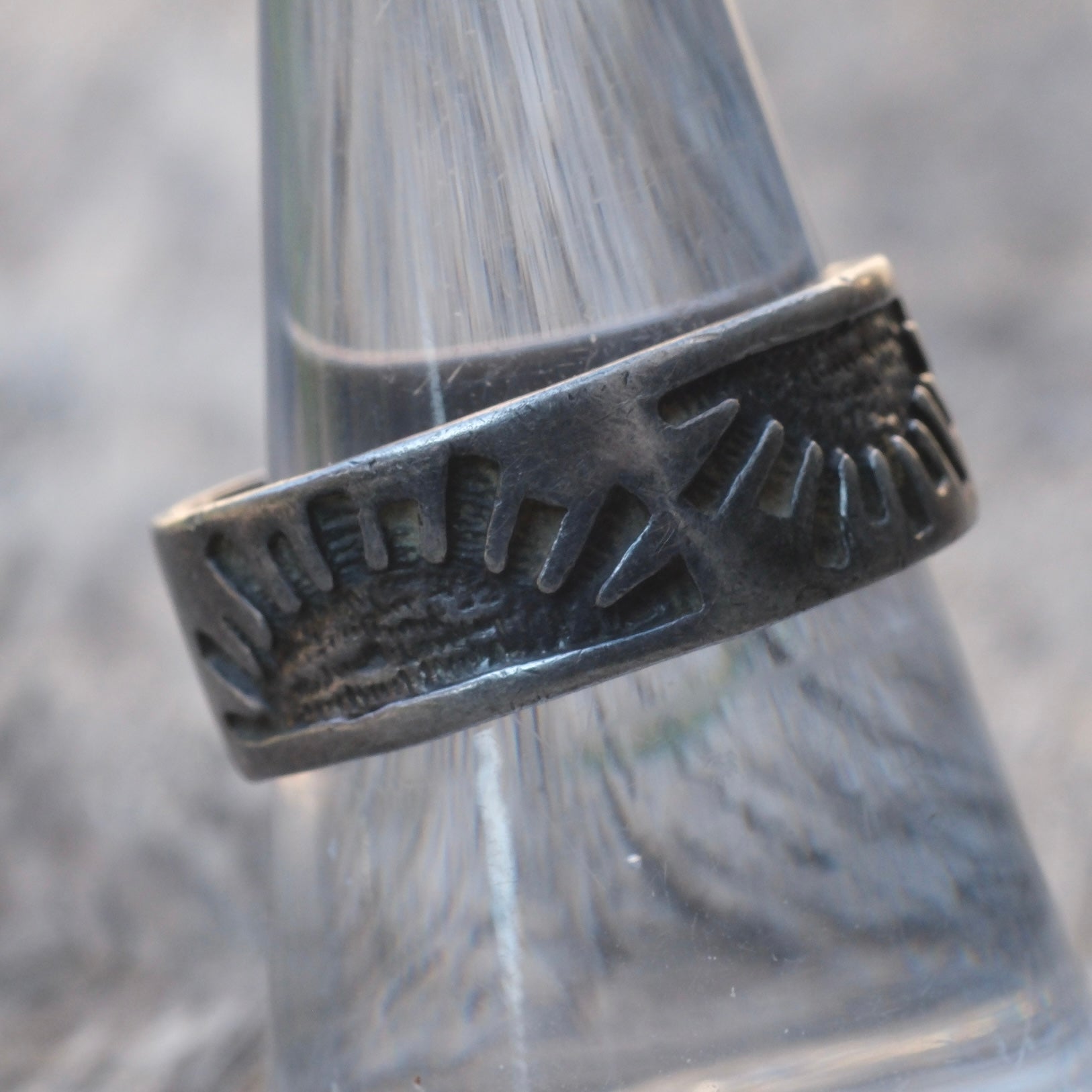 Vintage Sterling Silver Sun Band Ring 9