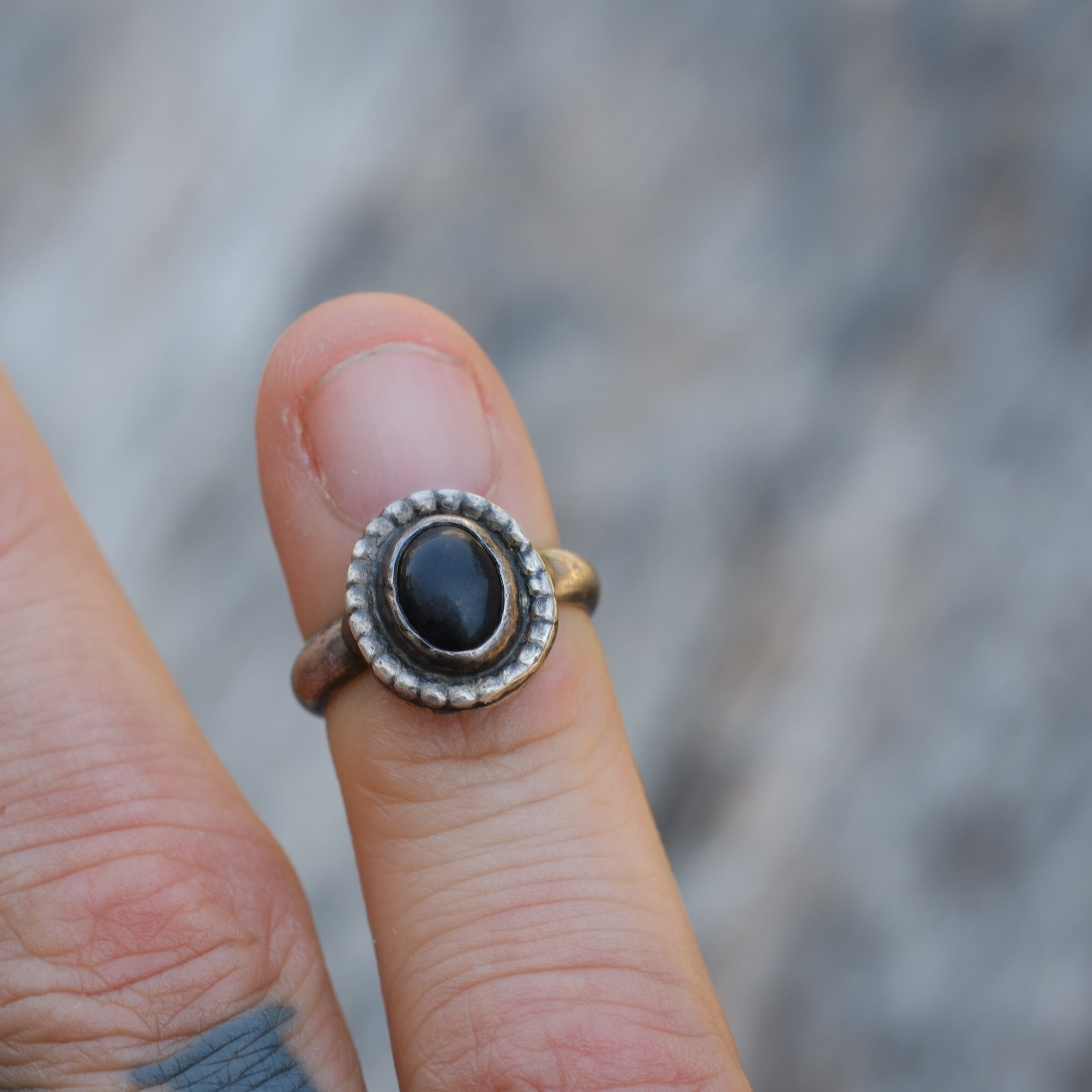 Vintage Sterling Onyx Ring 3