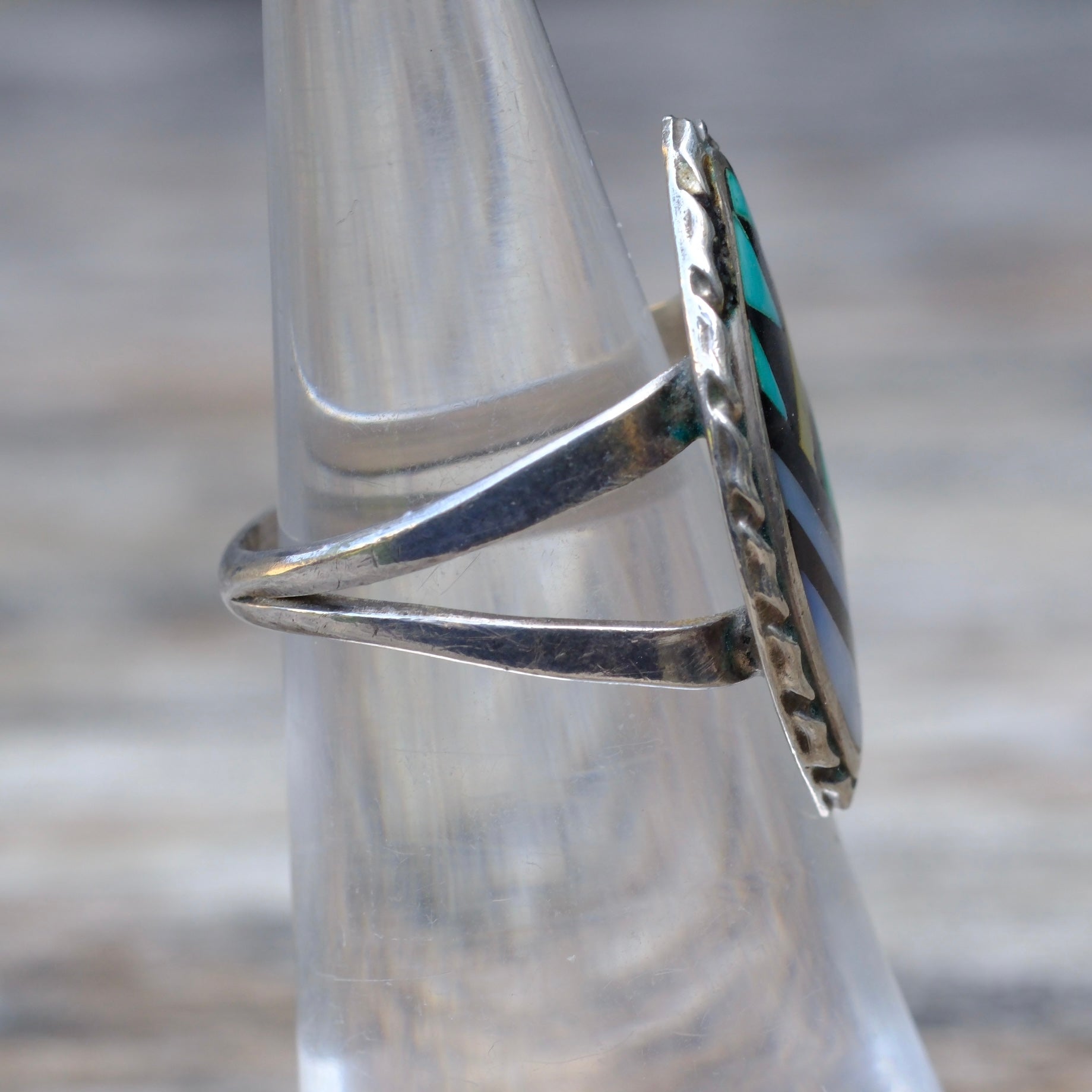 Vintage Sterling Zuni Inlay Ring 5.25