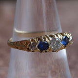 18K Gold Sapphire and Diamond Victorian Ring 7.5