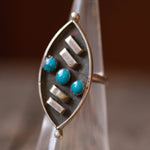 Vintage Sterling 3-Stone Turquoise Ring 4.5