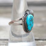 Vintage Sterling Turquoise Feather Ring 8.5