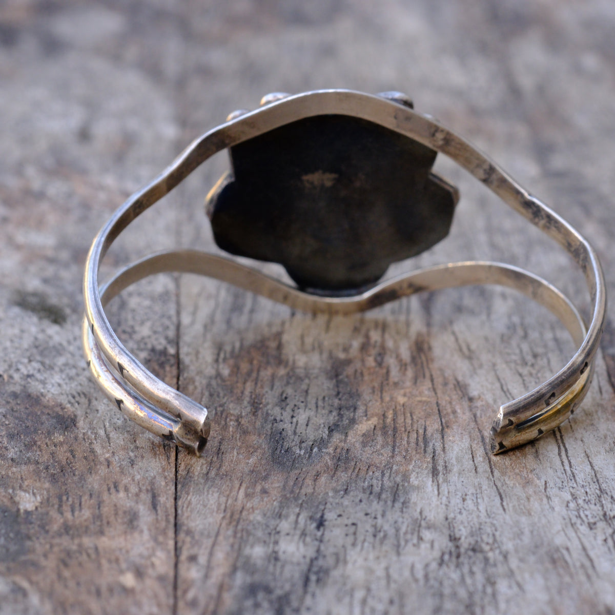 Vintage Sterling Turquoise Florette Cuff Bracelet