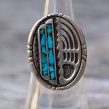 Vintage Sterling Turquoise Bear Paw Ring 5