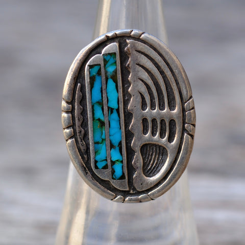Vintage Sterling Turquoise Bear Paw Ring 5