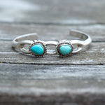 Vintage Sterling Turquoise Sandcast Cuff