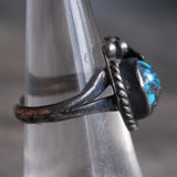 Vintage Sterling Turquoise Feather Ring 6.25