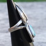 Vintage Sterling Turquoise Feather Ring 3.25