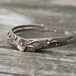 Vintage STerling Silver Blossom Feather Cuff