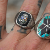 Vintage Sterling Crest Signet Ring 8.75