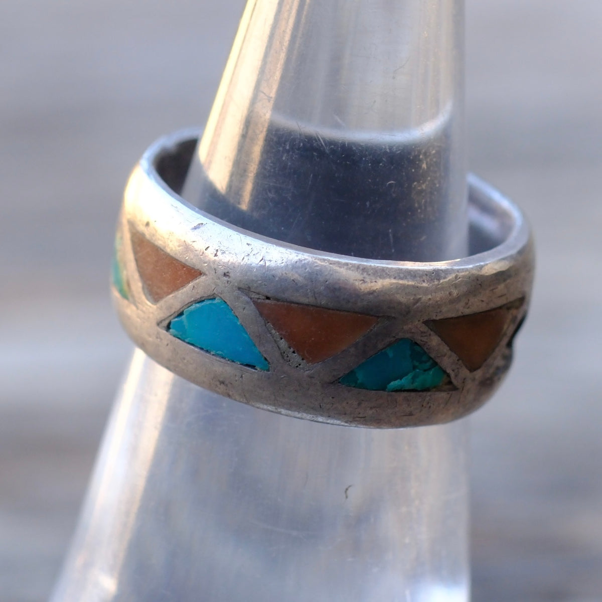 Vintage Sterling Multi Stone Inlay Band 5 Missing stone