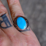 Vintage Sterling Turquoise Thunderbird  Ring 7.75