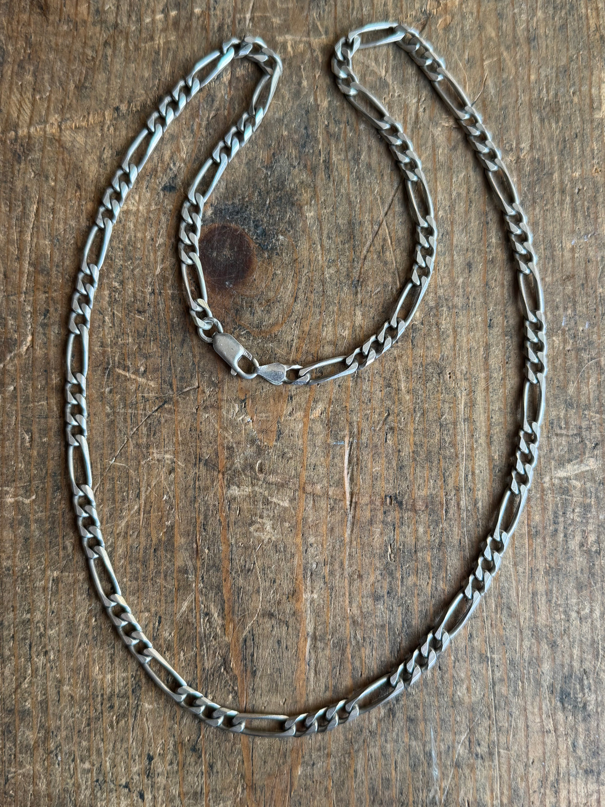 Vintage Sterling Silver 24” Figaro Chain