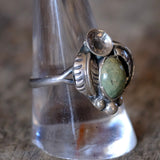 Vintage Sterling Green Jasper Feather Ring 10