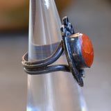 Vintage Sterling Coral Ring 4.75