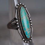 Vintage Sterling Turquoise Trading Post Ring 4.75