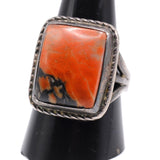 Mid Century Vintage Sterling Petrified Wood Ring 10
