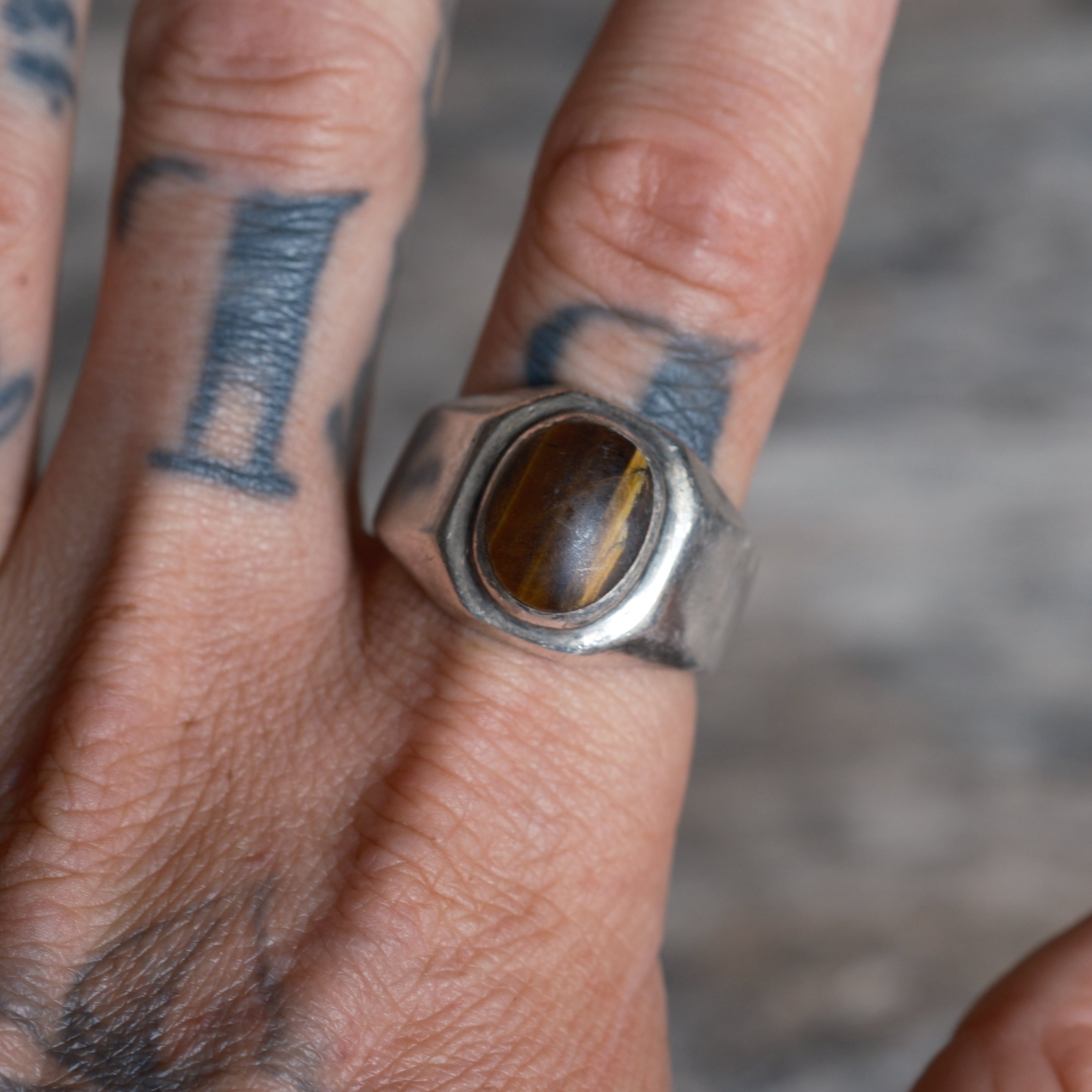 Vintage Sterling Tigers Eye Ring 12.5