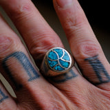 Vintage Sterling Crushed Turquoise Inlay Ring 9