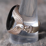 Vintage Sterling Onyx Eagle Ring 12