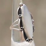 Vintage Sterling Mother Of Pearl Double Feather Ring 6